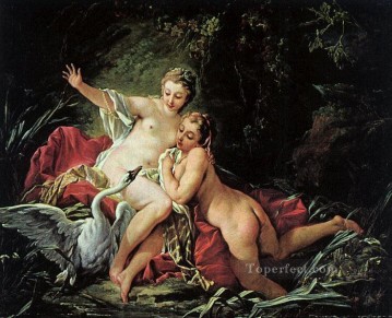 Leda and the Swan Rococo female body Francois Boucher birds Oil Paintings